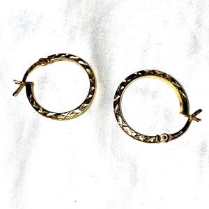 Vintage Gold vermeil over sterling silver diamond cut hoop earrings